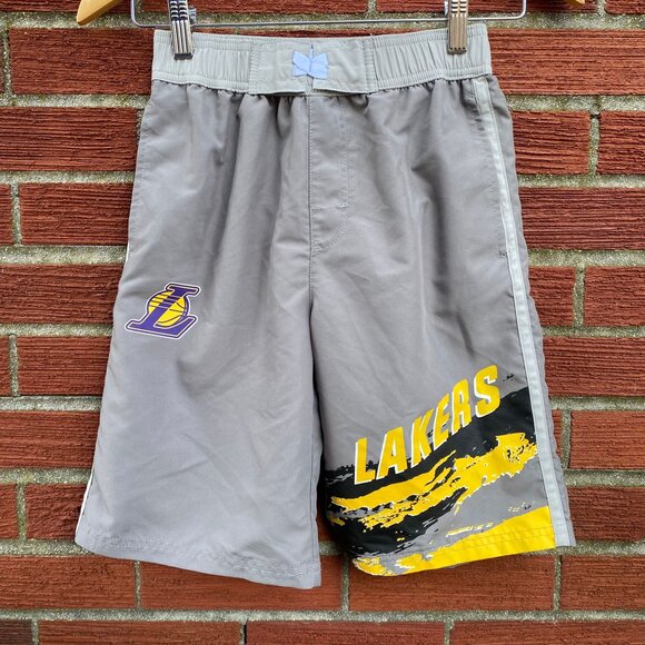 Youth Los Angeles Lakers‎ Gray Heat Wave Swim Trunks - Picture 2 of 8